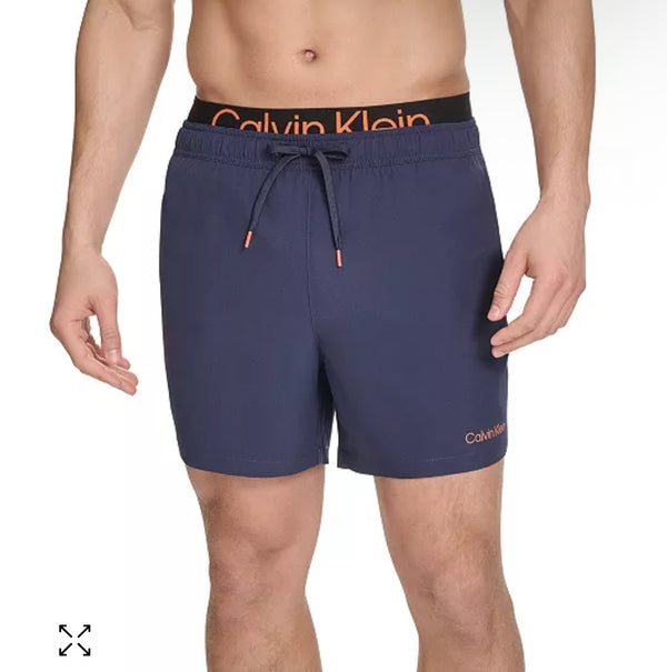 Men's Logo Elastic Waist Modern Euro 5" Volley Swim Trunks