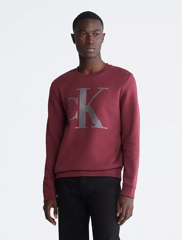 Stripe Monogram Logo Crewneck Sweatshirt