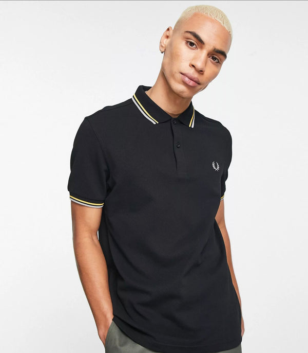 Fred Perry twin tipped polo shirt in black