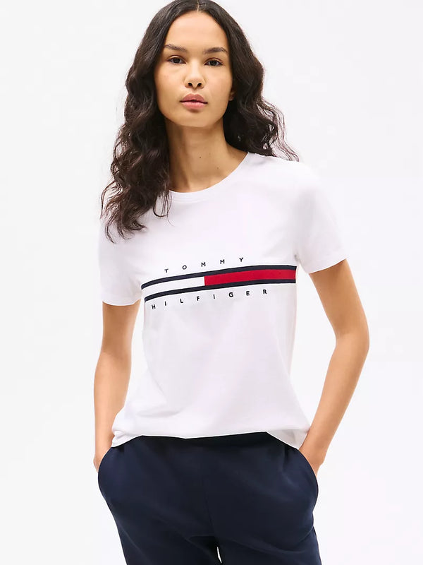 Embroidered Flag Stripe Logo T-Shirt