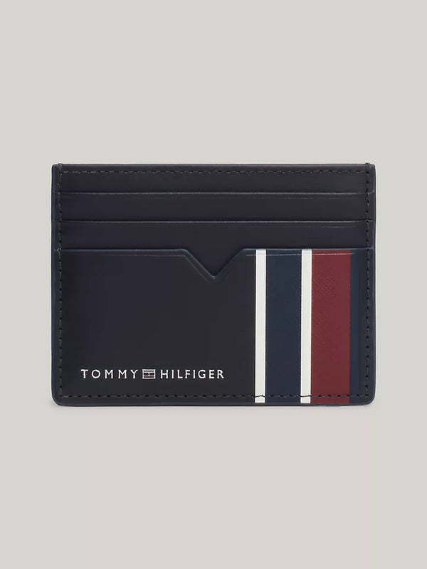 Stripe Leather Card Holder