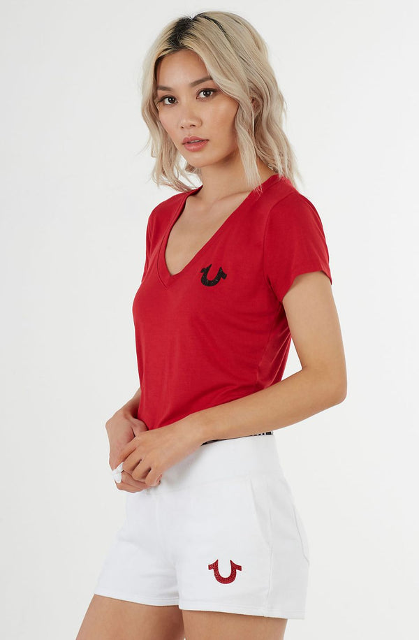 CRYSTAL HORSESHOE DP V NECK T-shirt