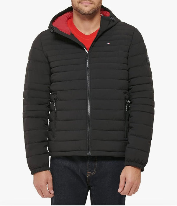 Tommy Hilfiger Men's Stretch Poly Hooded Packable Jacket