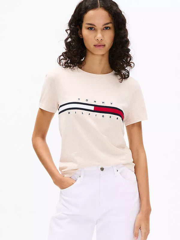 Embroidered Flag Stripe Logo T-Shirt