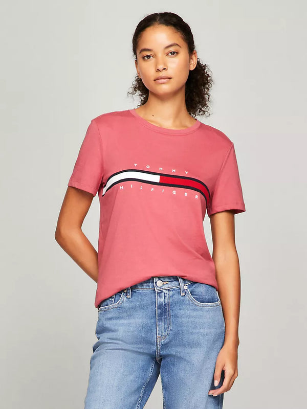 Embroidered Flag Stripe Logo T-Shirt