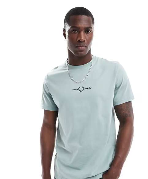 Fred Perry embroidered t-shirt in light blue