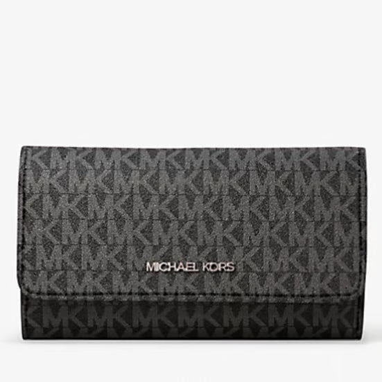 Michael Kors Jet Set Large Signature Logo Tri-Fold Wallet.